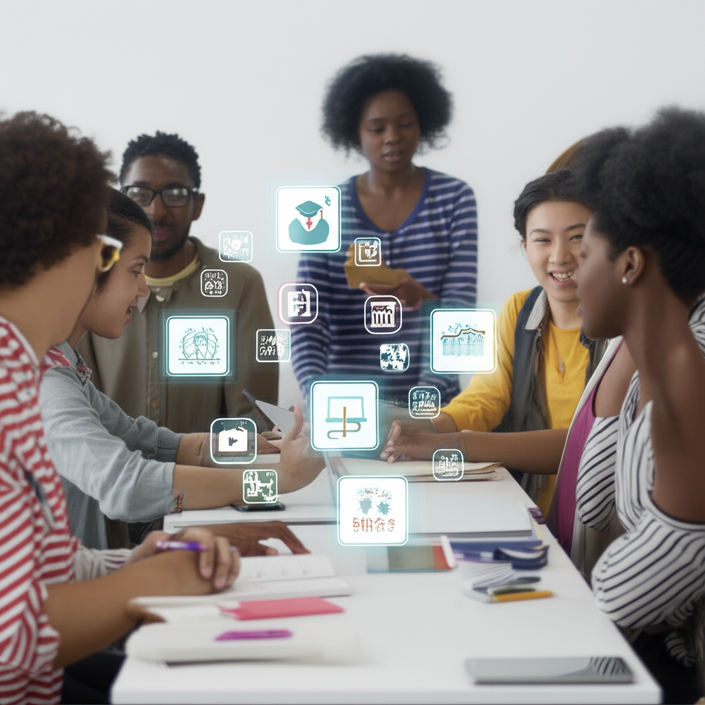 多元學生受益於教育計畫的插圖,展現未來志向