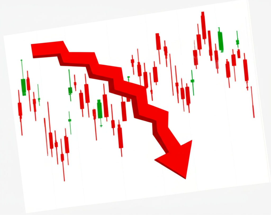 股市動盪圖示，特斯拉財報導致大盤下滑與財務圖表