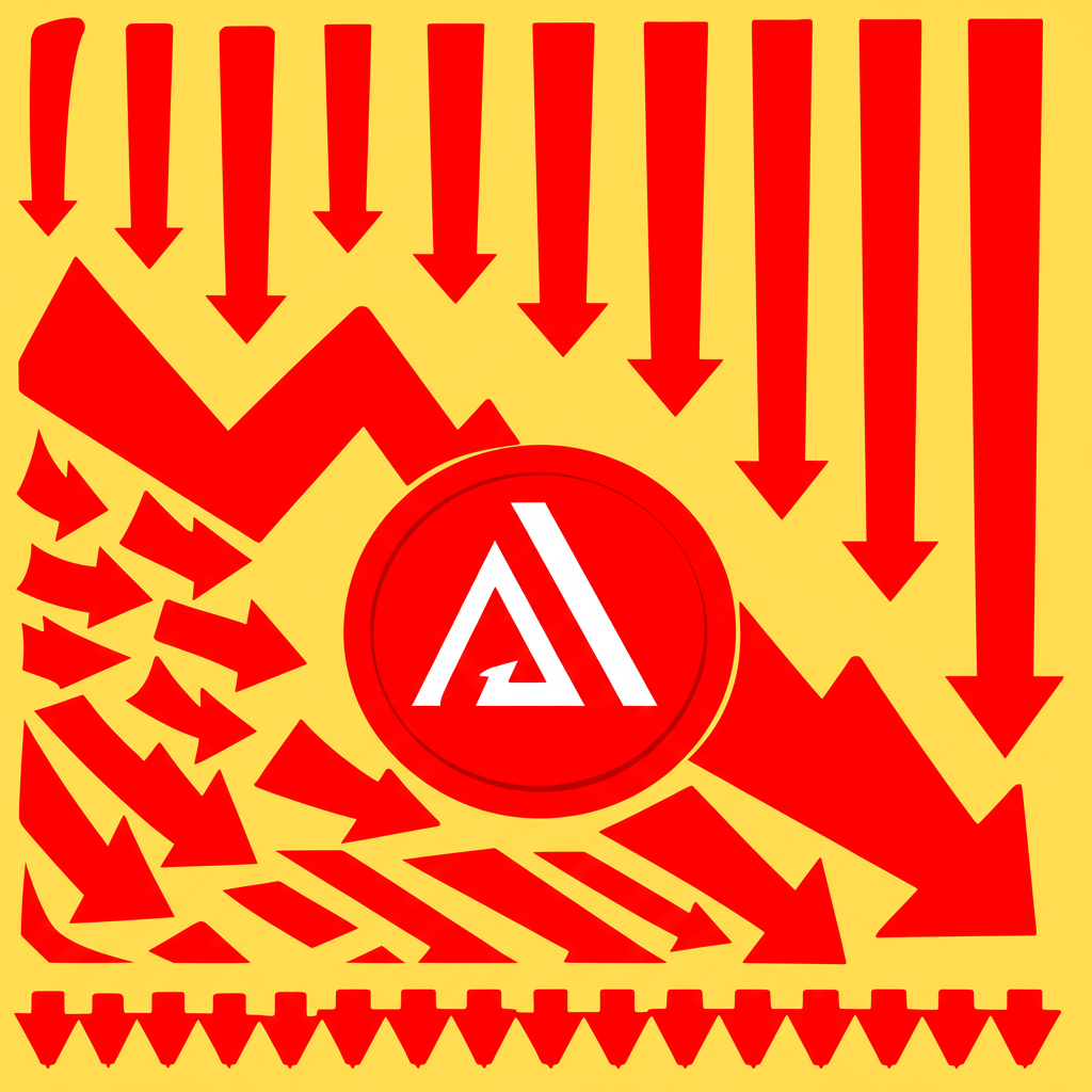 加密市場波動圖示,包含Aave標誌與向下趨勢箭頭