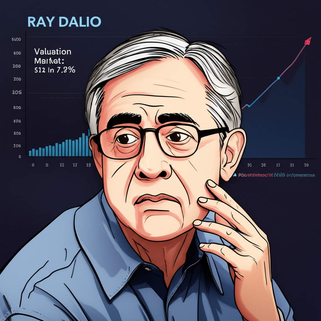 Ray Dalio 對 AI 市場泡沫的擔憂,顯示估值上升的圖表