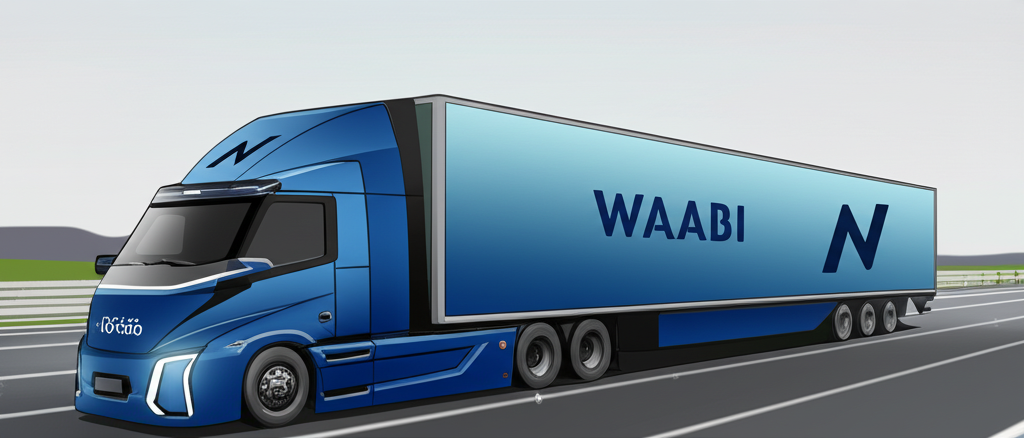 Waabi 和 Volvo 開發的未來自動駕駛卡車在高速公路上行駛,展示先進 <a href=