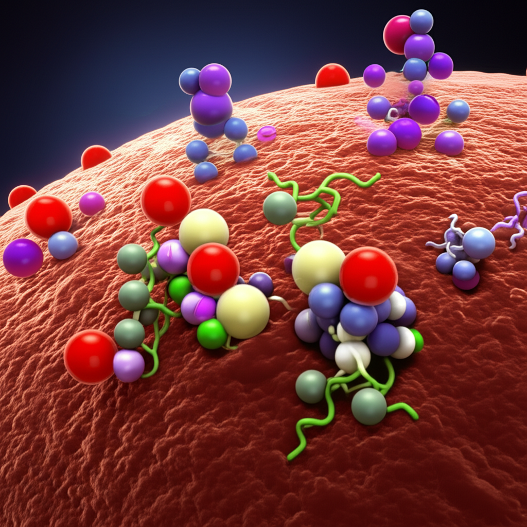 Palazestrant 藥物靶向癌細胞雌激素受體的機制藝術表示