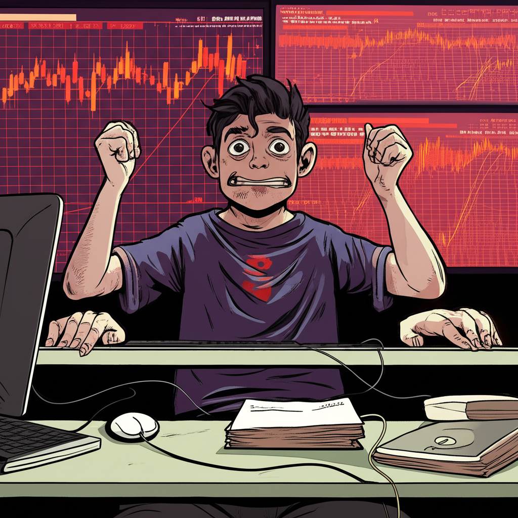 比特幣散戶交易者在市場不確定中展現恐懼情緒的圖示