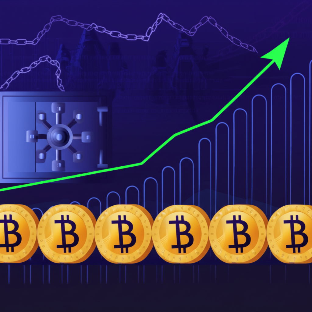 加密貨幣市場快速成長伴隨金融犯罪挑戰的插圖,顯示成長指標與威脅視覺元素