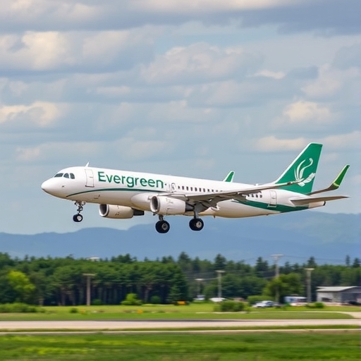 長榮航空飛機正在起飛
