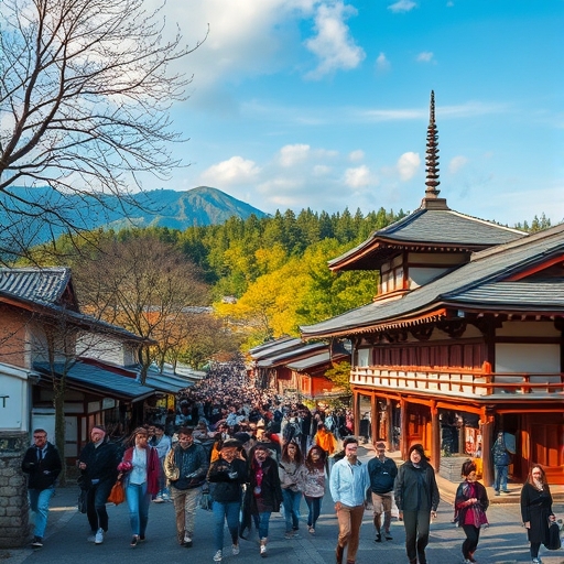 沖繩傳統景色與旅遊人潮