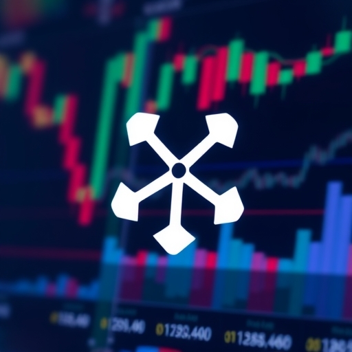 XRP加密貨幣logo與金融圖表背景