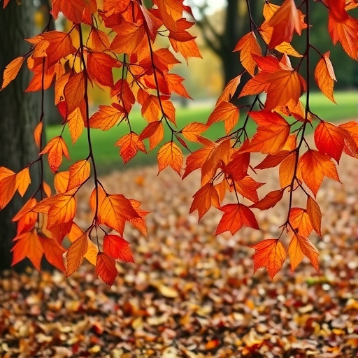 秋天的葉子在空中飛舞