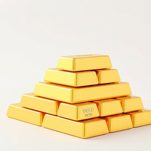 一堆黃金條高高疊放