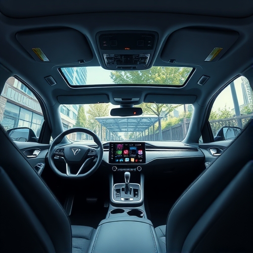 現代電動車內部的一個車門把手設計