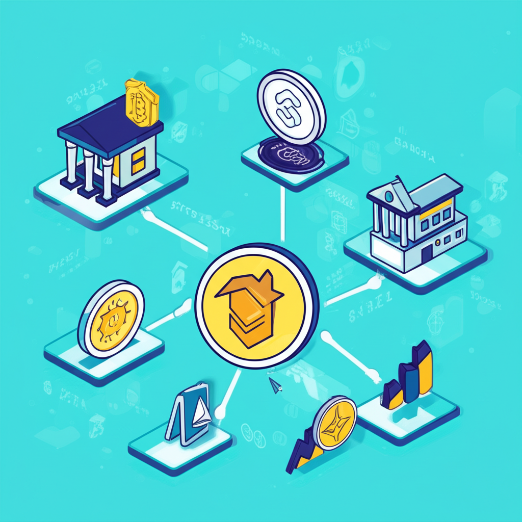 加密貨幣市場演進插圖,強調實體資產代幣化與傳統金融交會