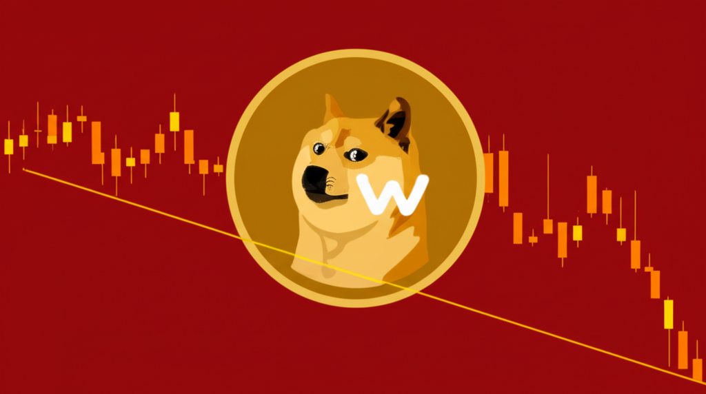 Dogecoin價格下跌插圖,強調加密貨幣分析中的技術崩盤影響
