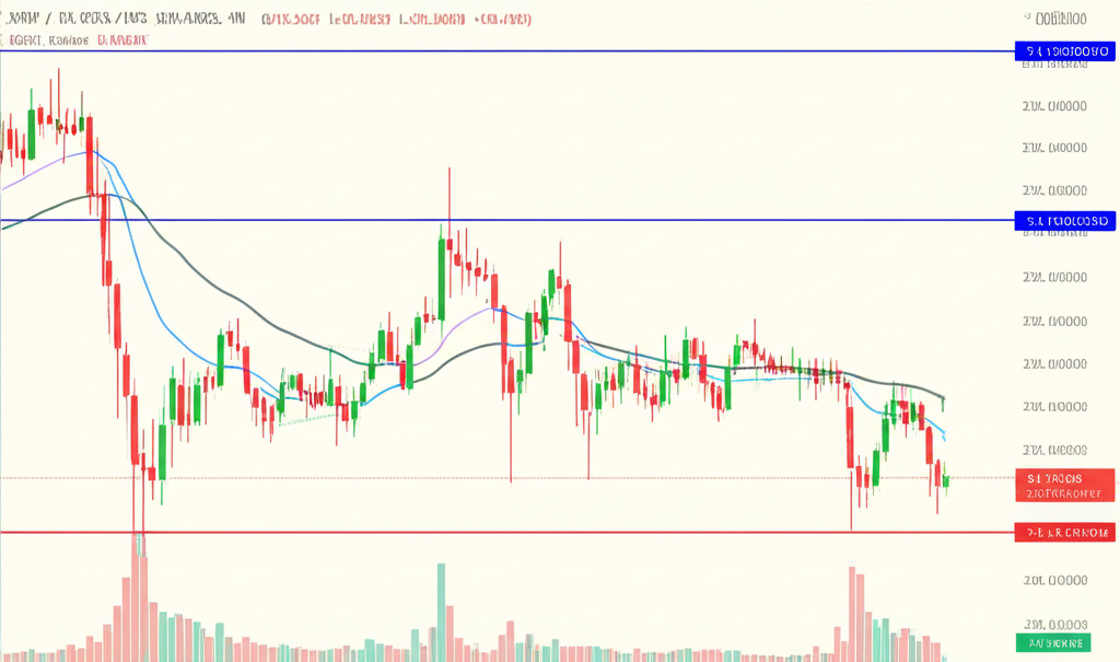 illustration showing key support levels for XRP at 2.20 and 2 dollars highlighting market dynamics