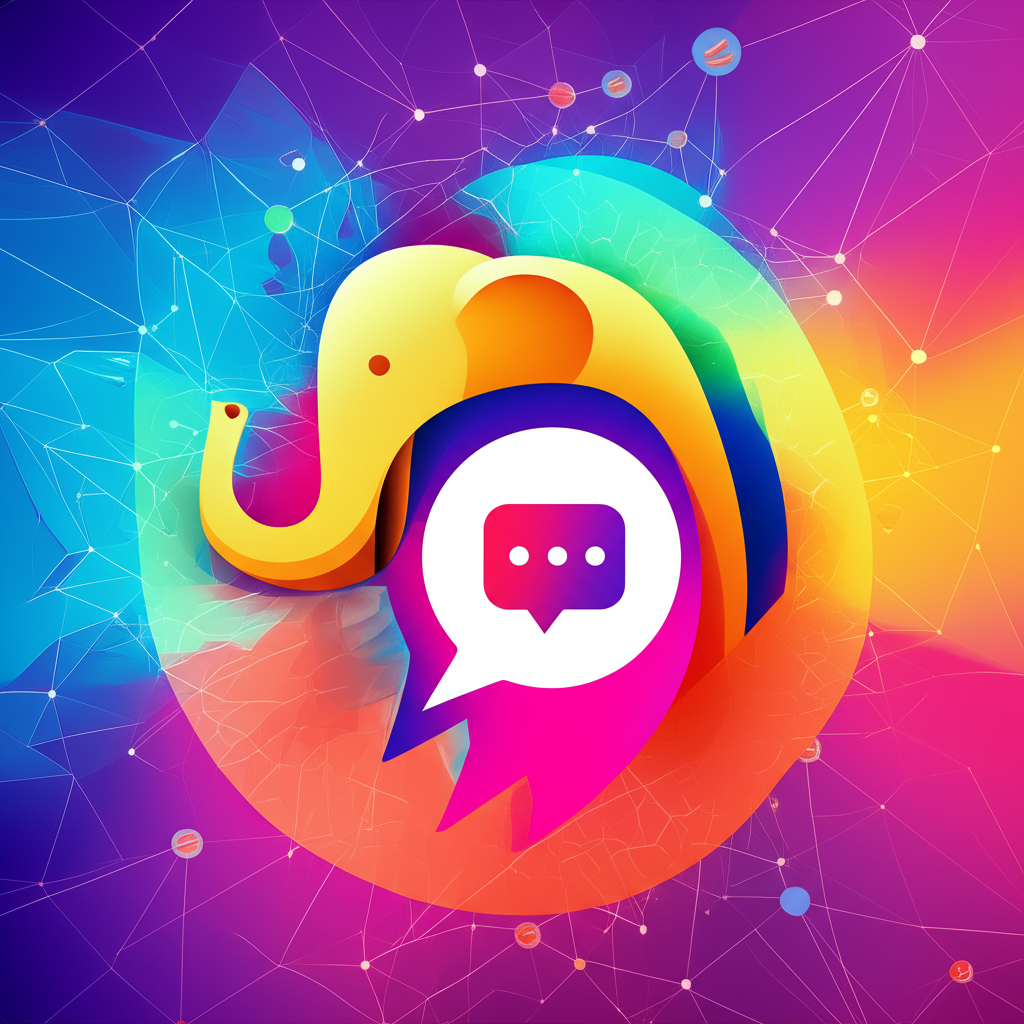 Mastodon 標誌與引用貼文功能的聊天泡泡數位插圖,象徵去中心化社群平台的互動創新