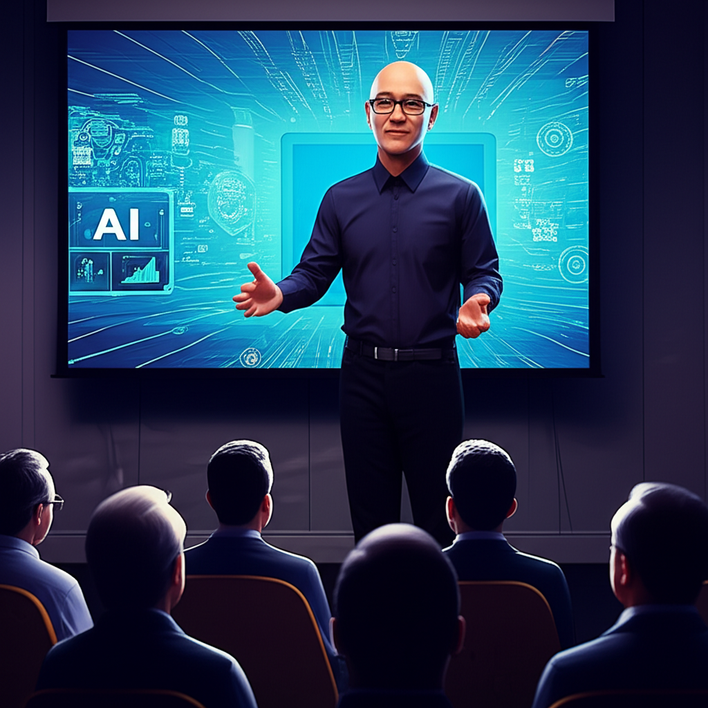 捕捉黃仁勳AI偽造事件的插圖，觀眾觀看關於AI與虛擬世界的演講