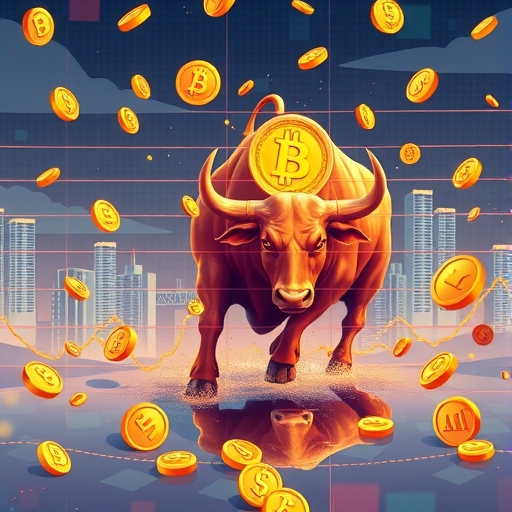 充滿活力的加密貨幣市場波動與牛市趨勢插圖
