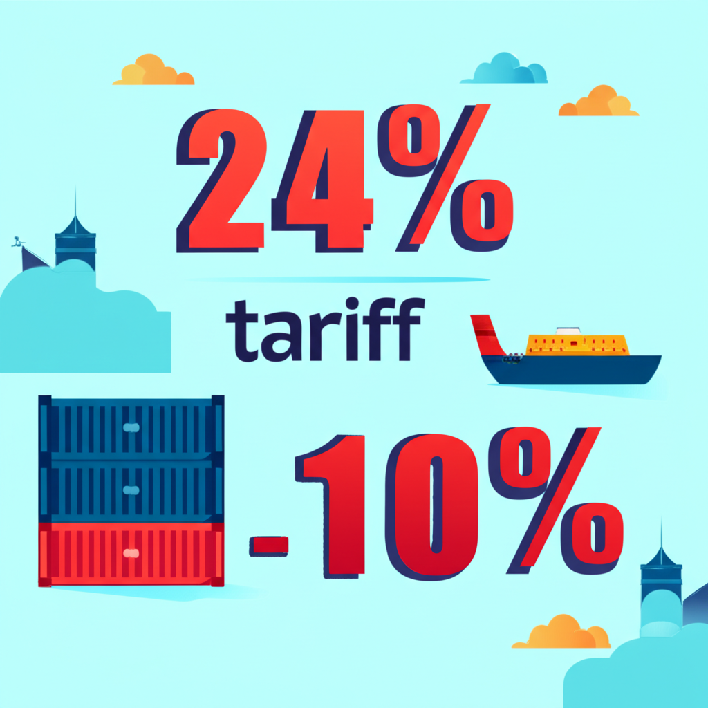 中國關稅策略，顯示24%和10%稅率符號