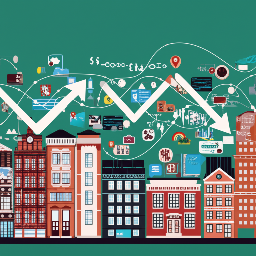 數位經濟快速變遷的插圖,強調投資者和傳統公司面臨的機會與挑戰