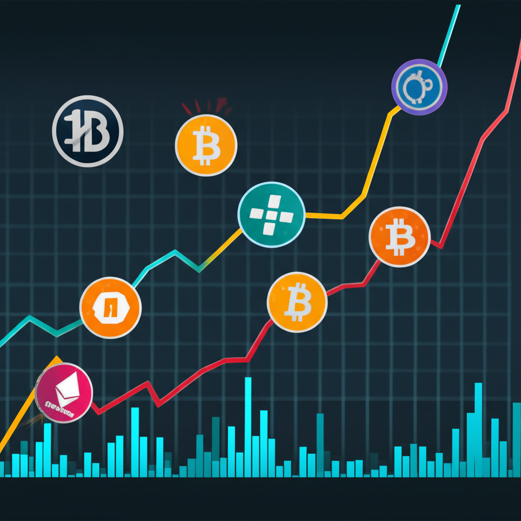 比特幣與主流山寨幣面臨挑戰的插圖,顯示不同代幣的對比表現