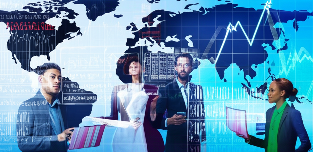 全球金融市場波動圖示，投資者分析股票表現