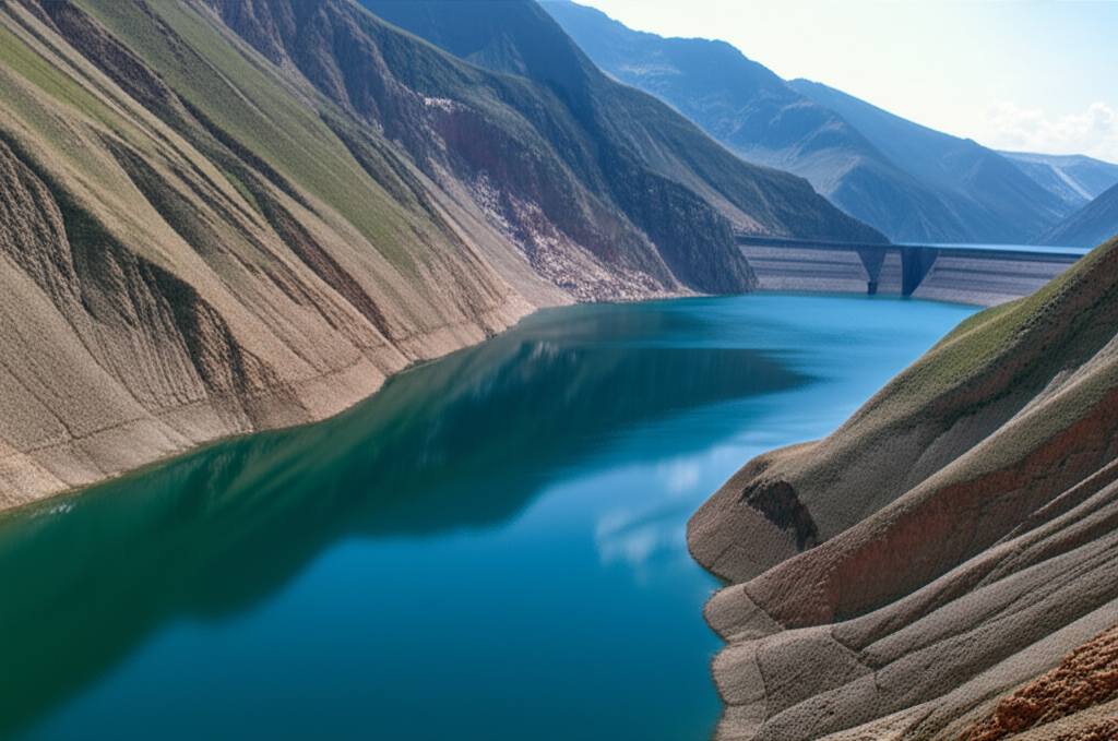 地震後山區形成的潛在堰塞湖藝術圖