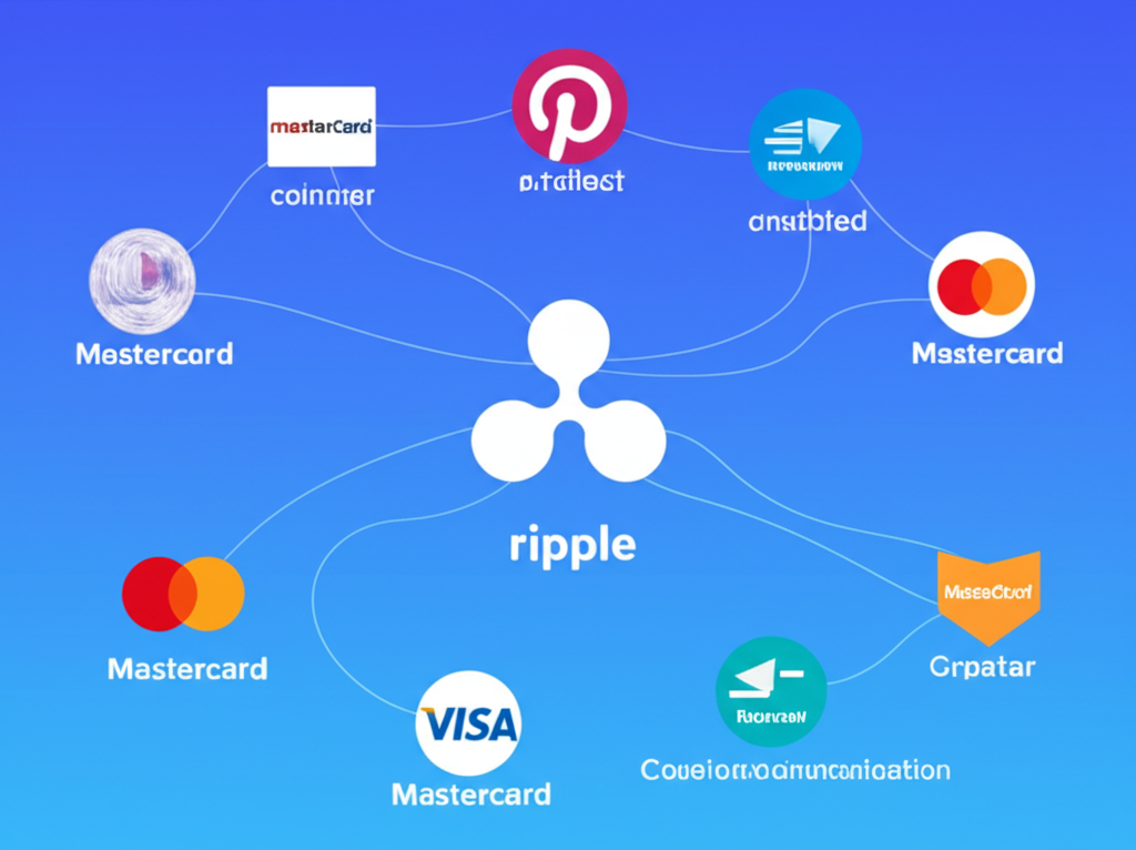 Ripple戰略擴張示意圖，展示與萬事達卡等巨頭的合作