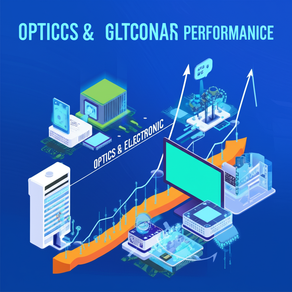 台灣不同產業營收成功的圖像，如光學與電子領域，展現成長與創新活力