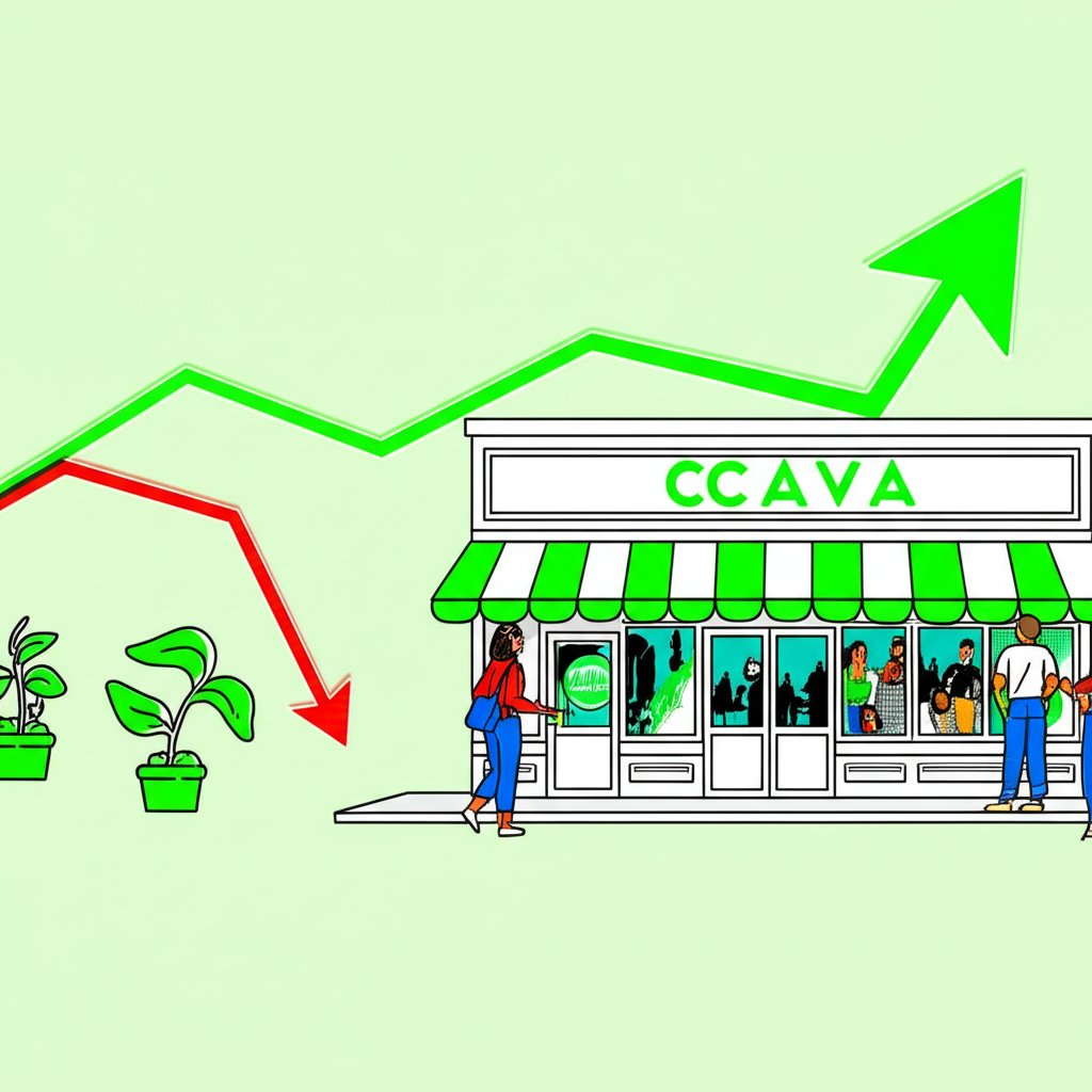 個股對比插圖：消費股如 CAVA 上漲與其他股項表現分歧