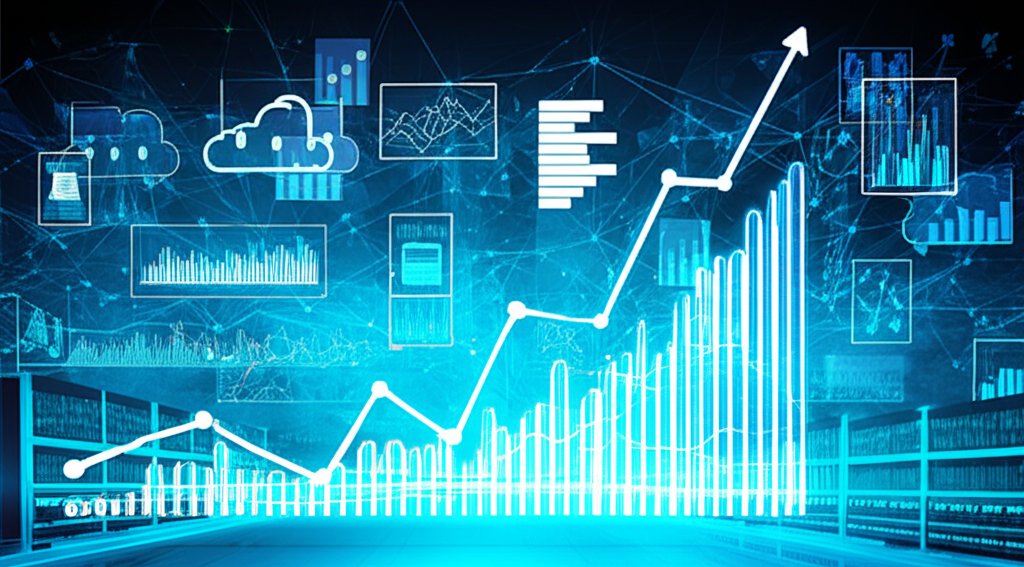 雲端運算與網路安全創新科技公司成長圖表與資料分析插圖