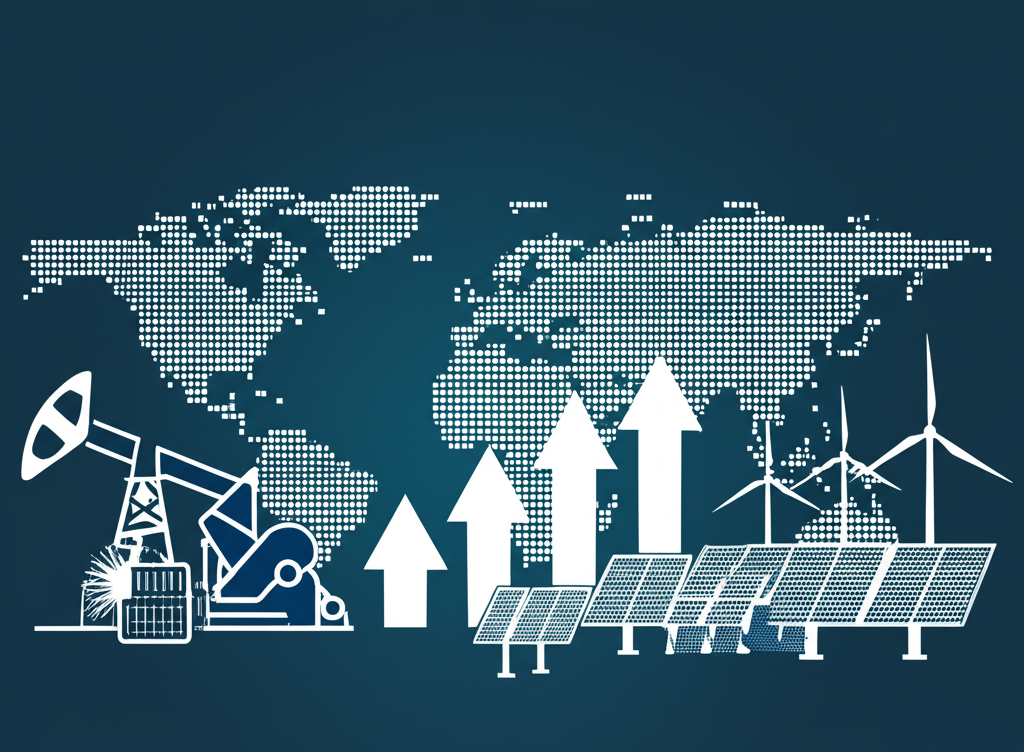 能源股成長潛力插圖,展示全球需求增長推動的市場動態與特定股票示例