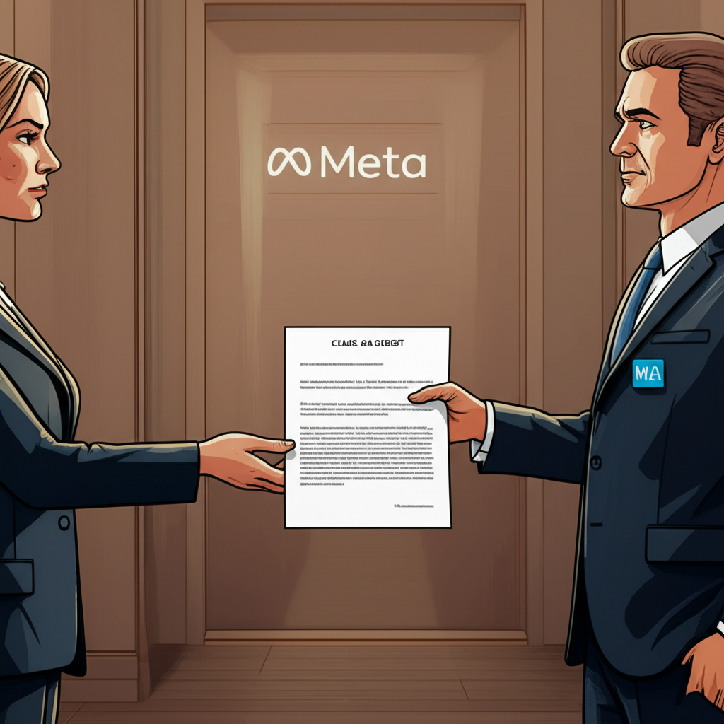 影業協會向Meta遞交停用函的嚴肅場面插圖