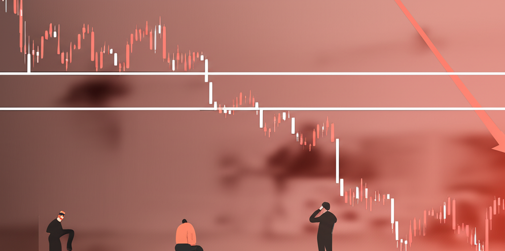 比特幣價格跌破關鍵支撐水平的加密貨幣市場圖表插圖,展現投資者擔憂