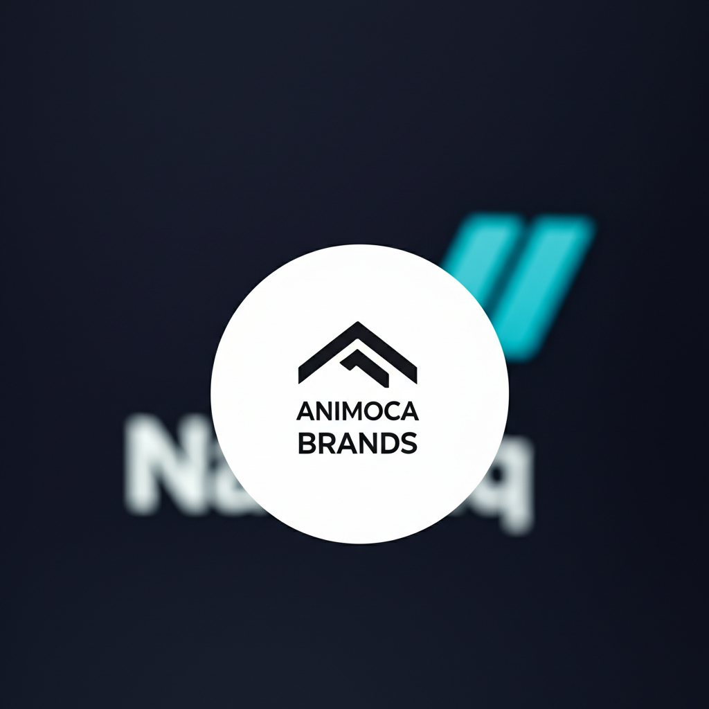 Animoca Brands 標誌與納斯達克背景，象徵其上市雄心