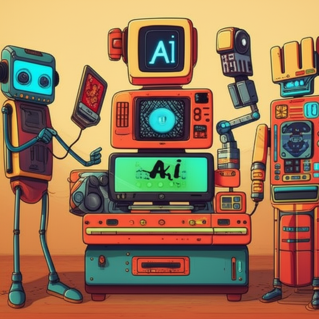 AI 硬體裝置尷尬設計導致社交不適的藝術表現,展示各種讓人不安的造型