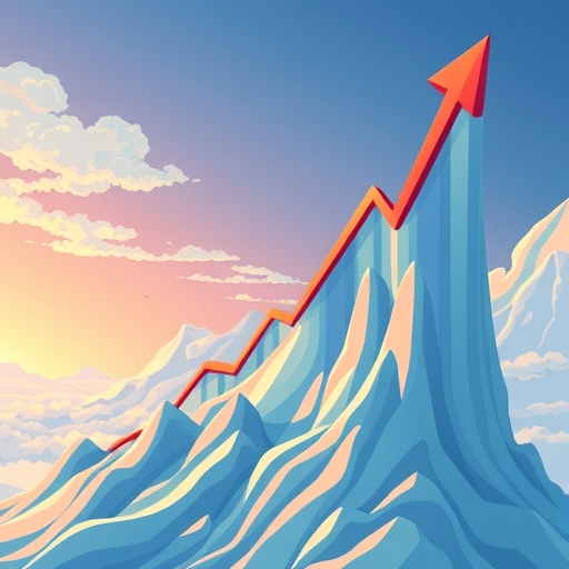 An illustration of Alnylam Pharmaceuticals ALNY stock chart soaring upwards a doubling of drug sales and nearing profitability strong market confidence and a solid foundation for future growth investors optimistic about long term potential