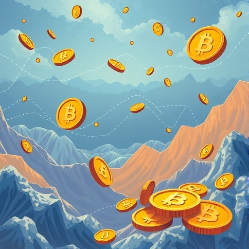 低流動性加密貨幣市場插圖,少數大額交易引發價格急劇下跌,脆弱環境的描繪