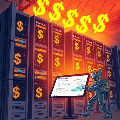 大型語言模型伺服器圖示,顯示洩露財務數據與社群討論下的高成本衝擊