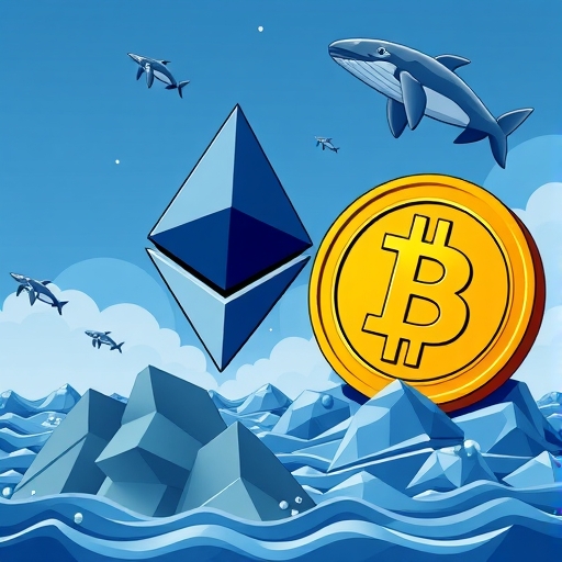 Ethereum symbol struggling above 3000 dollar line with whale selling