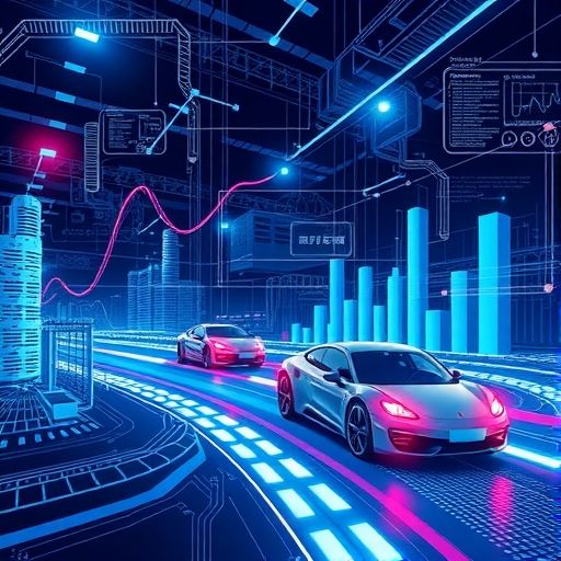 人工智慧滲透各產業插圖,從智慧製造到無人駕駛,包含資料分析與決策元素,為全球經濟貢獻數萬億價值