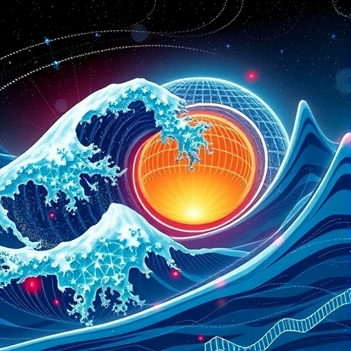 強大技術浪潮匯聚成洪流插圖,影響經濟、社會與人類生活,呈現指數成長與跨領域協同