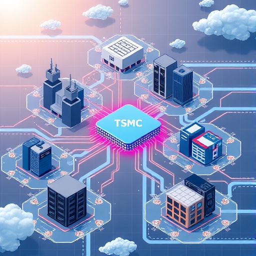 台灣各家工廠協作生態圖，台積電晶片居中，連接AI伺服器組裝過程