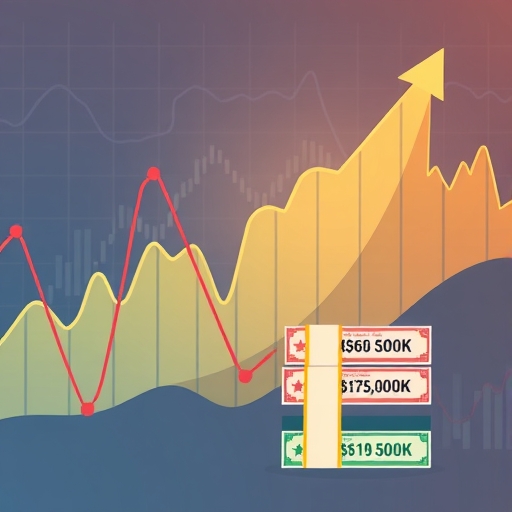 動態股票市場插圖，顯示科技股上漲圖表與多元化投資組合的穩定收入