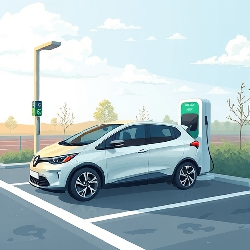 電動車充電站資訊進化,實現長途旅行無憂,使用者查詢即時可用性、充電速度與插頭類型,精準路線規劃,電動車駕駛插圖