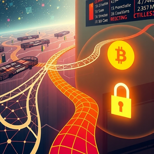 複雜區塊鏈交易迷宮轉變為通往Solana生態的清晰直道，旁邊安全鎖圖示強調簡化路徑的安全性插圖