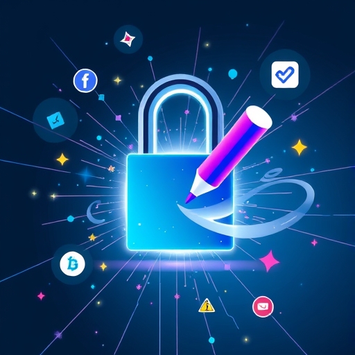 數位鎖打破開放釋放魔法杖和橡皮擦圖示的插圖，象徵 AI 編輯工具免費開放，多樣用戶興奮伸手