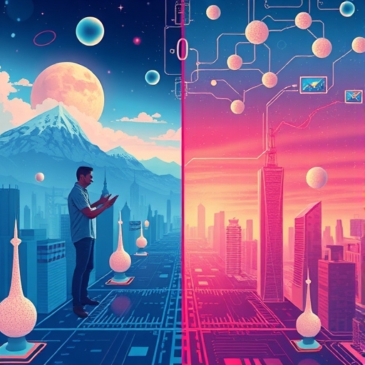 歷史網路泡沫時代與現代AI熱潮的比較場景，展示堅實基礎、加速應用、效率提升、營收成長與科技創新