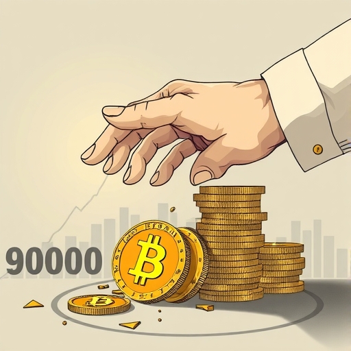 象徵機構資金撤離的大手從比特幣等加密貨幣堆疊中抽離，90,000美元障礙破裂，經濟不確定性陰影籠罩市場