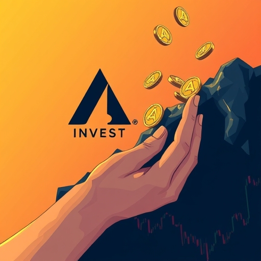 ARK Invest 標誌伴隨一隻手從市場低谷撿拾加密貨幣，象徵數位資產的韌性與長期增長潛力