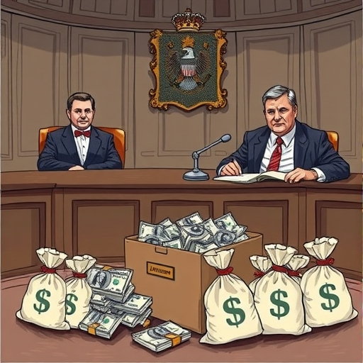 查理·賈維斯法庭審判場景與法律費用的嚴肅插圖