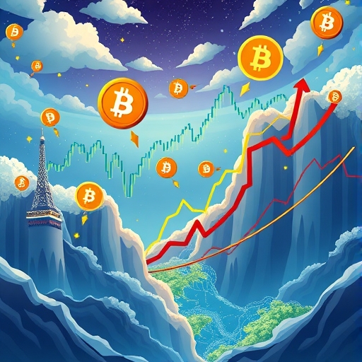 illustration of a vibrant cryptocurrency market with bitcoin soaring altcoins rising institutional adoption and global digital currency competition